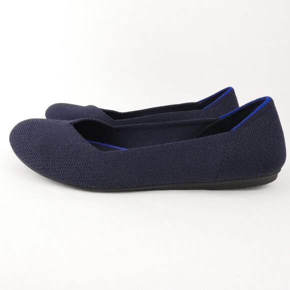 Rothy's Shoes Womens 8 The Flats Navy Blue Knit Round Toe Slide On Flats - Picture 6 of 14